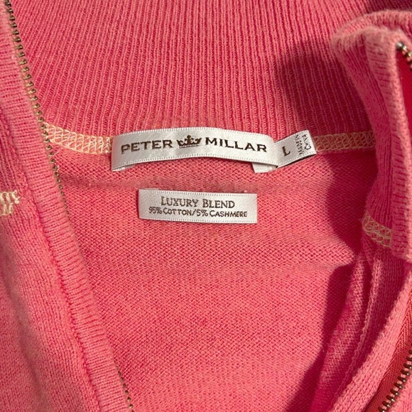 Peter Millar Luxury Blend Quarter Zip Sweater Coral Women's L Cotton Cashmere - Picture 3 of 6